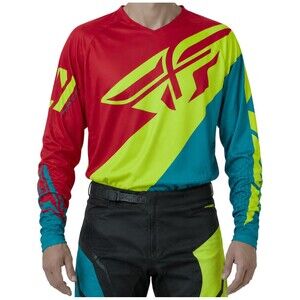 Fly Racing Evolution 2.0 Jersey Mens XL Motocross MX ATV Vented Teal Hi-Viz Red